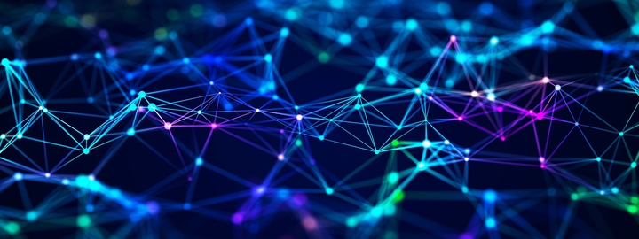 Network Visualization With Glowing Connections And Geometric Patterns